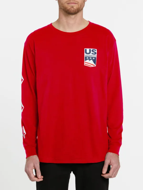 Mens USA Deadly Stones Long Sleeve Tee - Red sold by Volcom