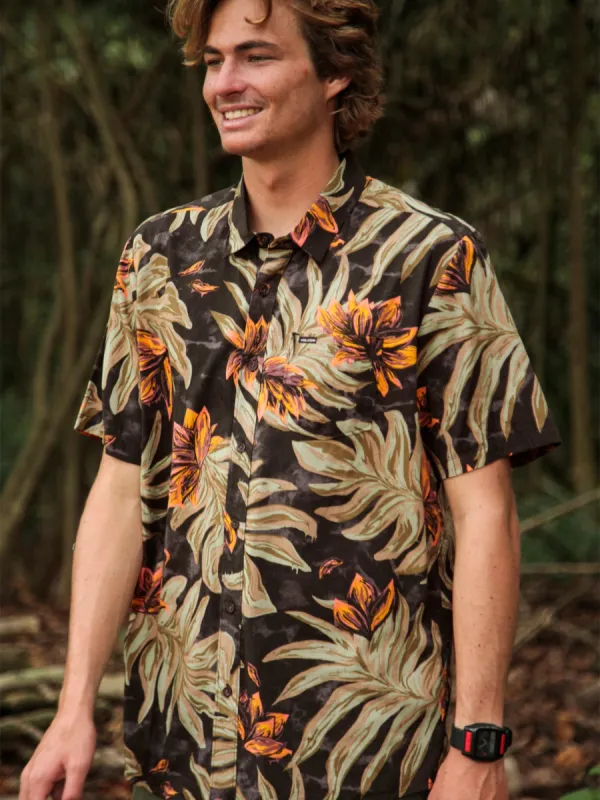 Marble Floral Short Sleeve Shirt - Rinsed Black sold by Volcom