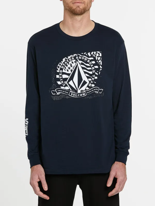 Mens USA Long Sleeve Tee - Navy made by Volcom