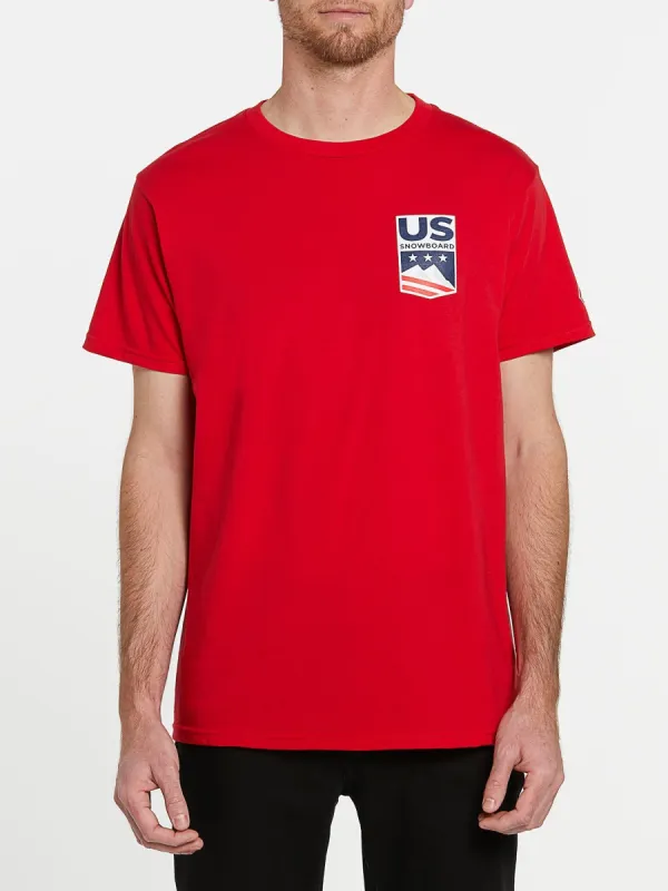 Mens USA Short Sleeve Tee - Red sold by Volcom