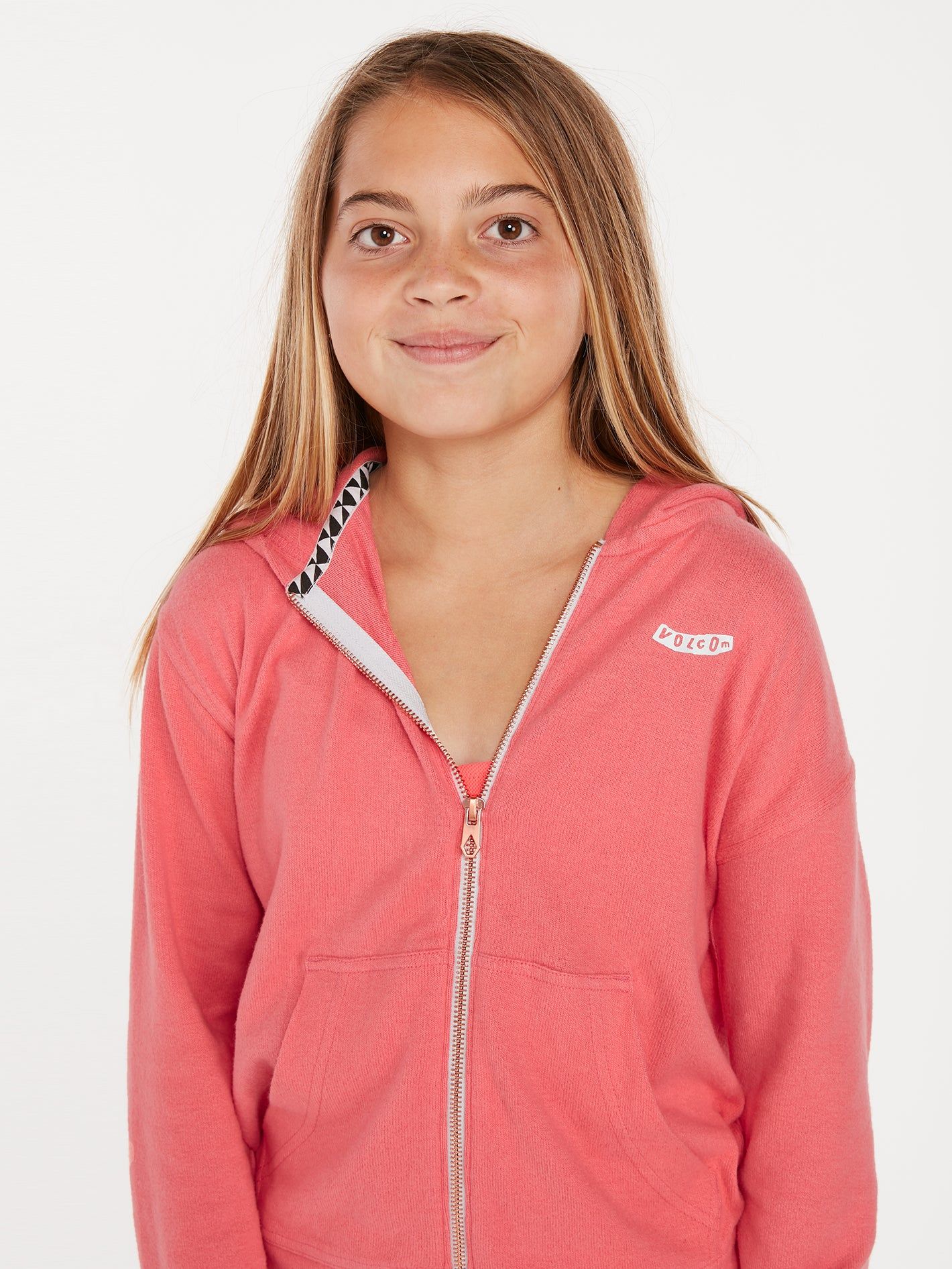 Girls Lived In Lounge Zip Sweatshirt - Electric Coral sold by Volcom product image thumbnail 3
