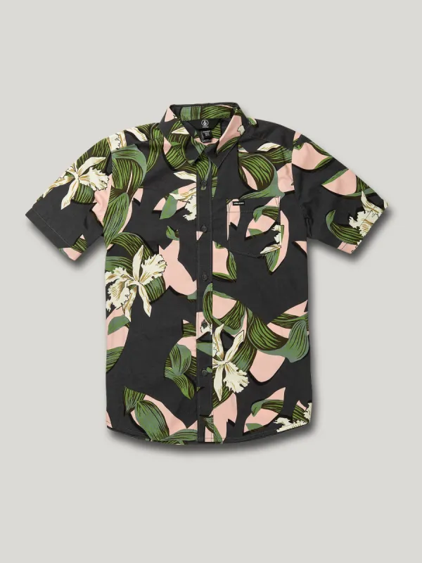 Big Boys Cut Out Floral Short Sleeve Tee  - Dark Charcoal sold by Volcom