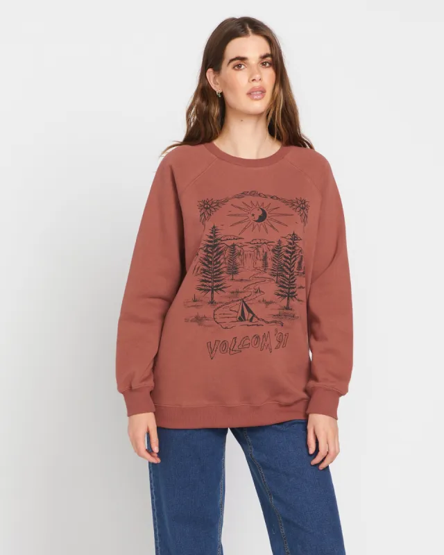Stone Magic Boyfriend Crew Sweatshirt - Chestnut Brown sold by Volcom