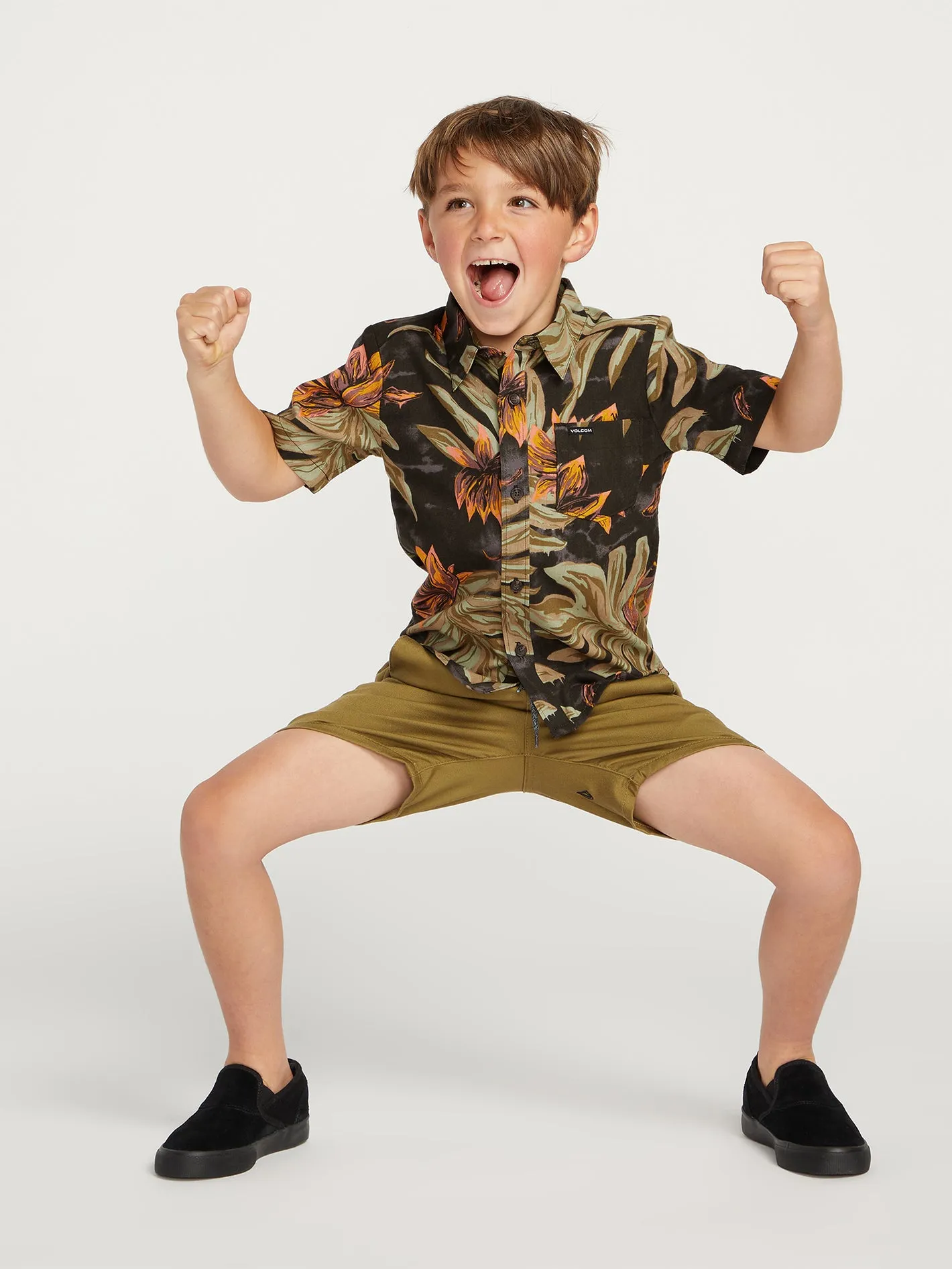 Little Boys Marble Floral Short Sleeve Shirt - Rinsed Black sold by Volcom product image thumbnail 4