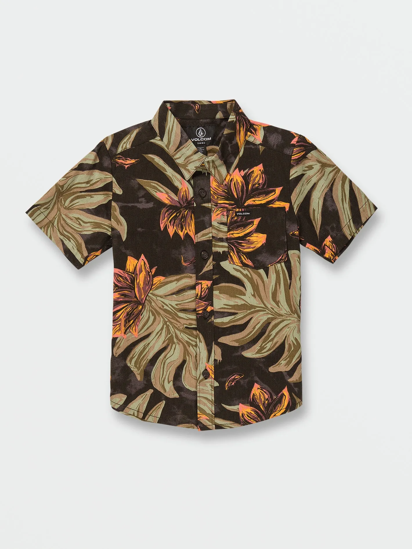 Little Boys Marble Floral Short Sleeve Shirt - Rinsed Black sold by Volcom