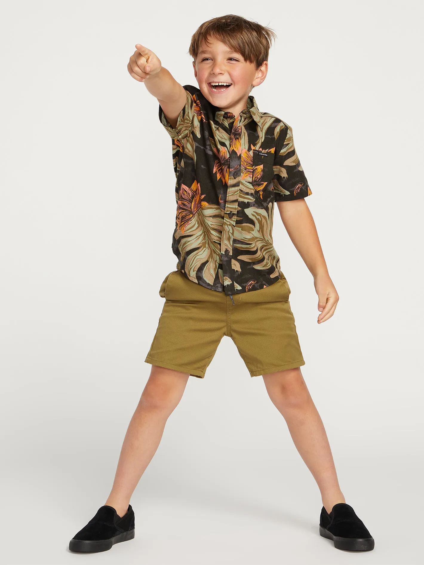 Little Boys Marble Floral Short Sleeve Shirt - Rinsed Black sold by Volcom product image thumbnail 5