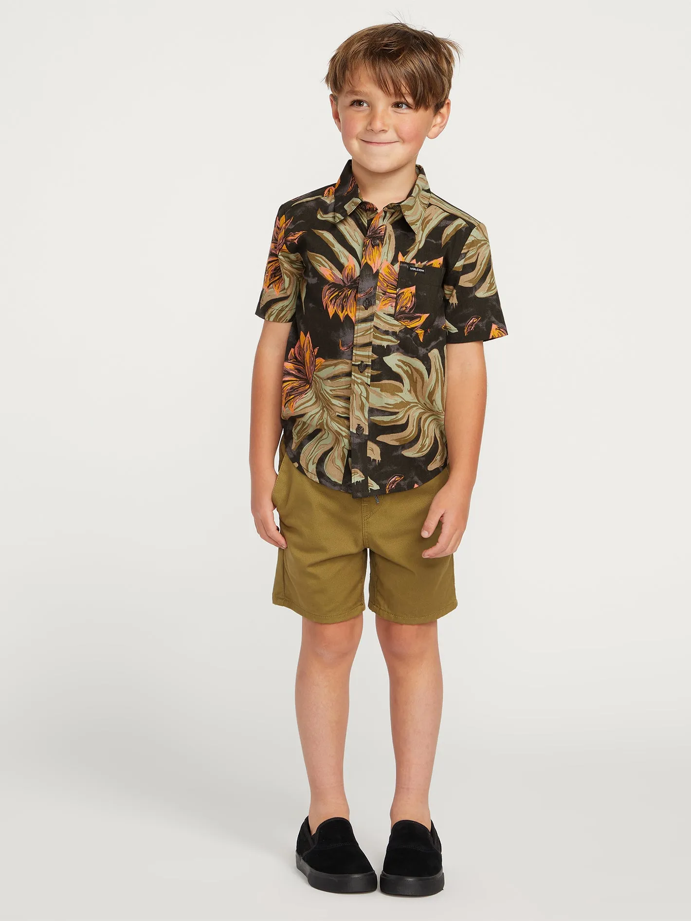 Little Boys Marble Floral Short Sleeve Shirt - Rinsed Black sold by Volcom product image thumbnail 3