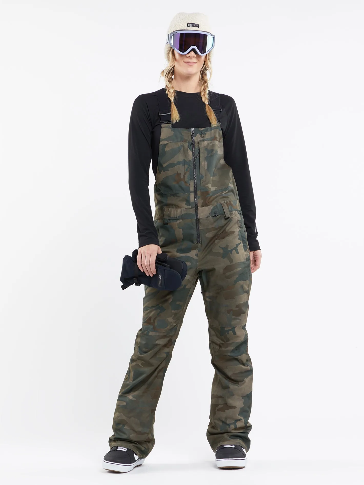 Womens Swift Bib Overalls - Cloudwash Camo sold by Volcom