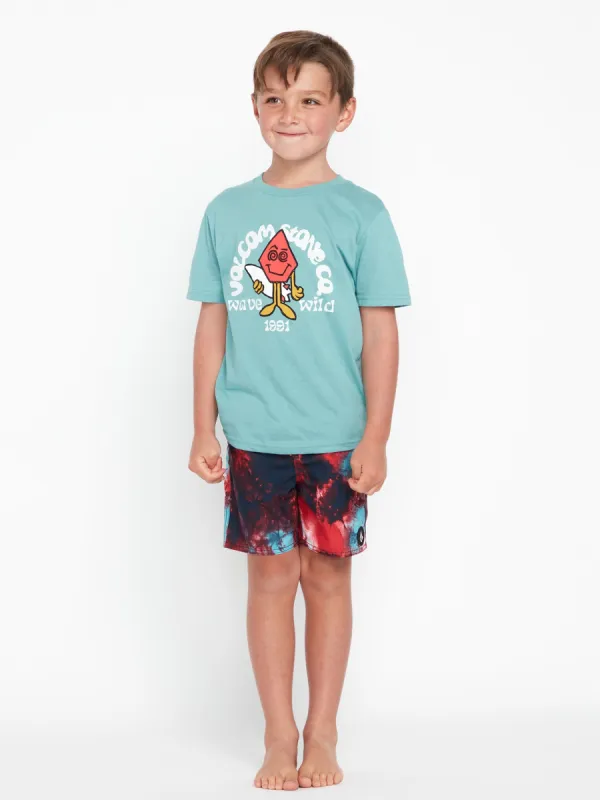 Little Boys Wave Wild Short Sleeve Tee - Cali Blue Heather sold by Volcom