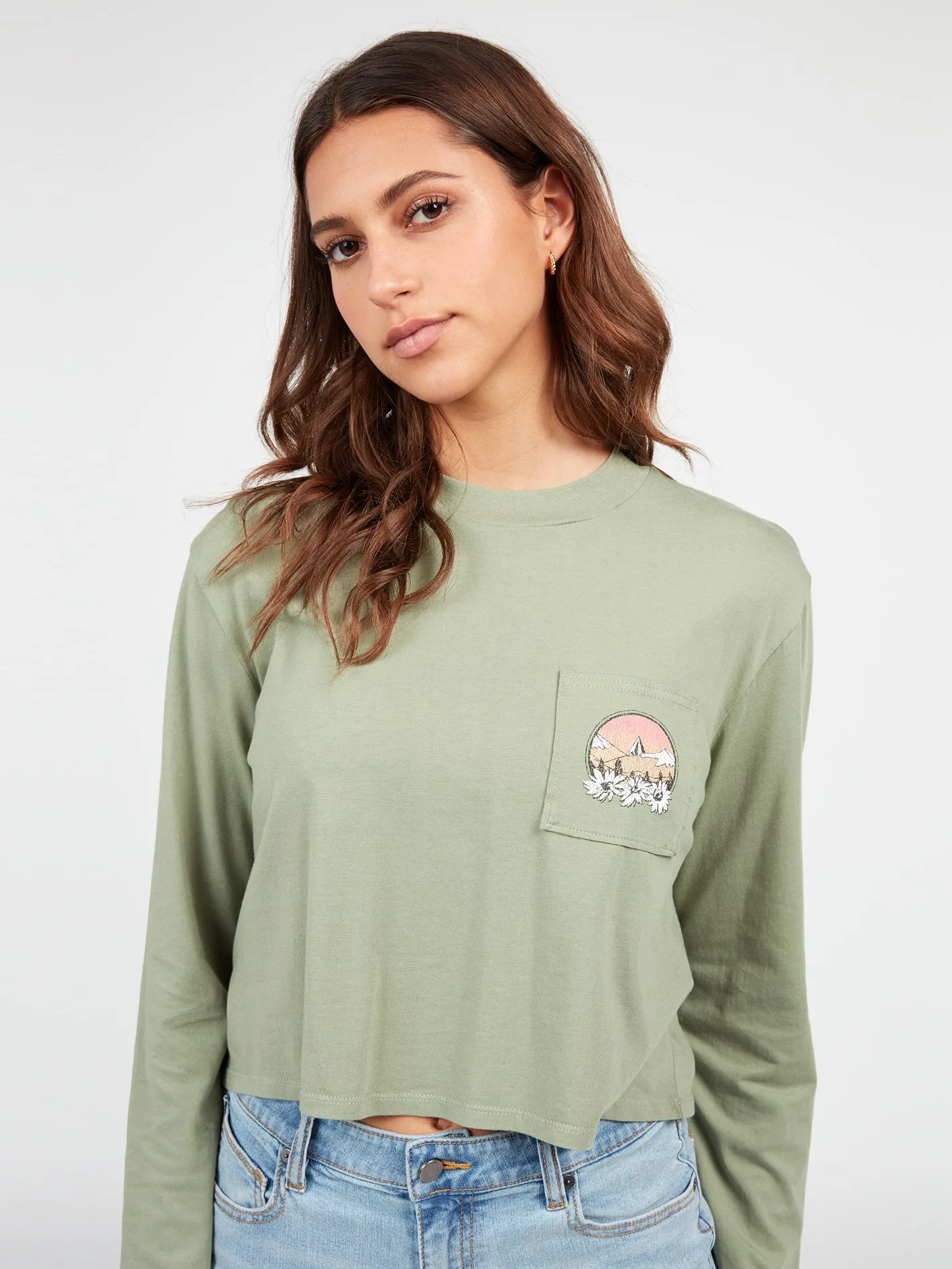 Pocket Dial Long Sleeve Tee - Light Army sold by Volcom