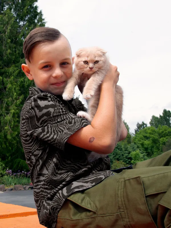 Big Boys Marbeled Zebra Short Sleeve Shirt - Black sold by Volcom