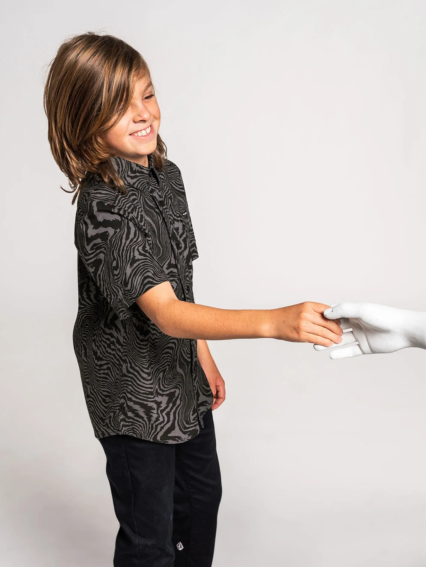 Big Boys Marbeled Zebra Short Sleeve Shirt - Black sold by Volcom product image thumbnail 4