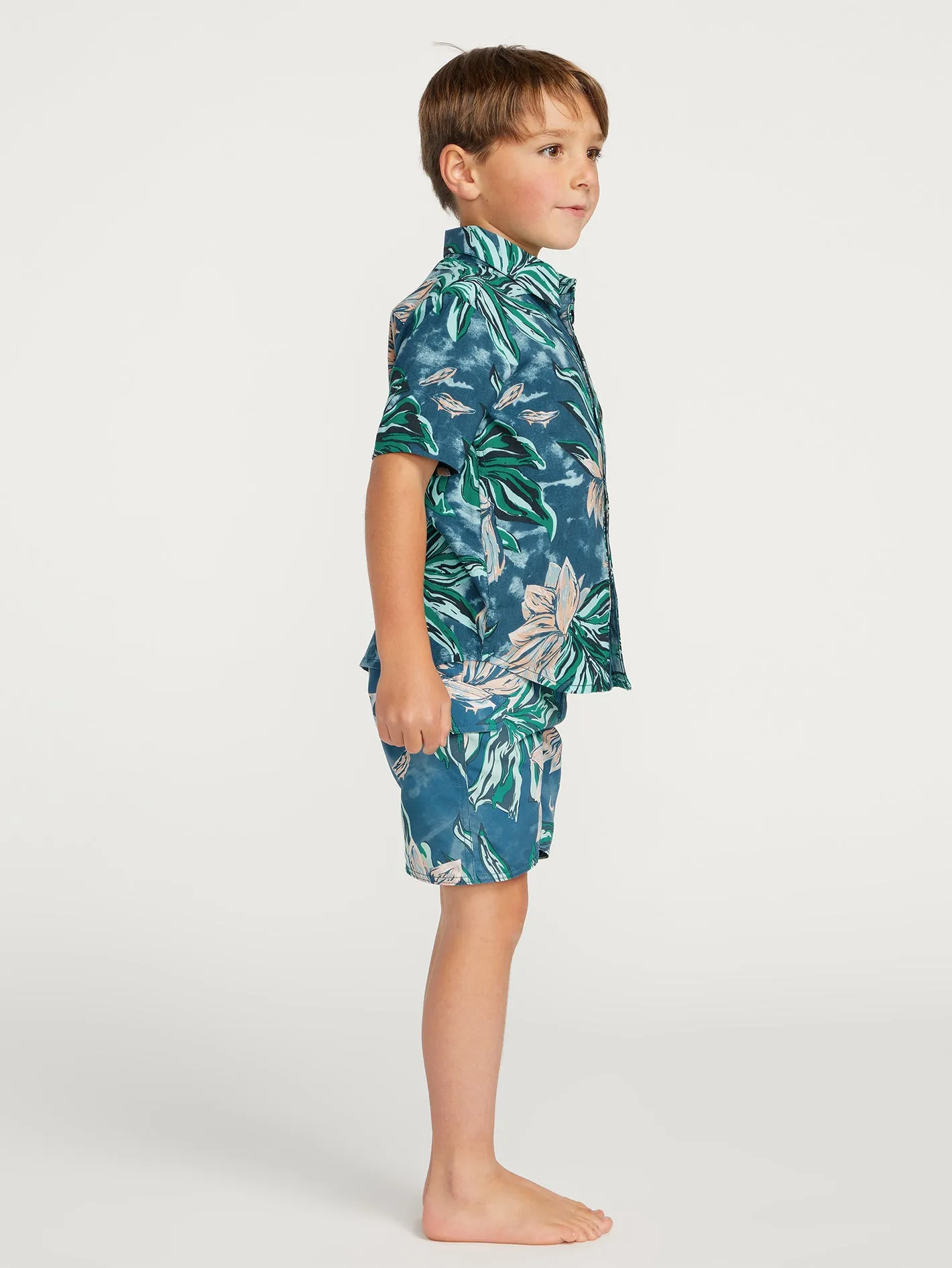 Little Boys Marble Floral Short Sleeve Shirt - Aged Indigo sold by Volcom product image thumbnail 3