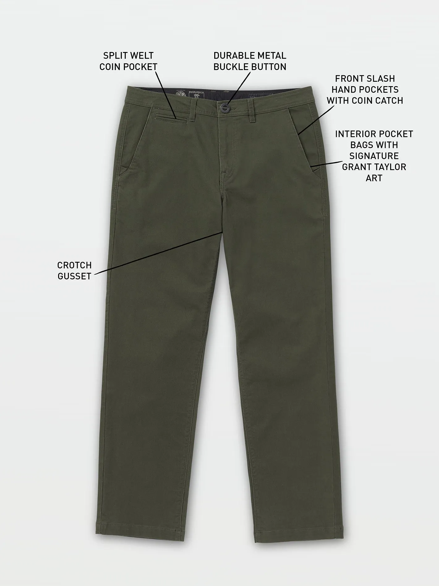 Skate Vitals Grant Taylor Pants - Squadron Green sold by Volcom product image thumbnail 3