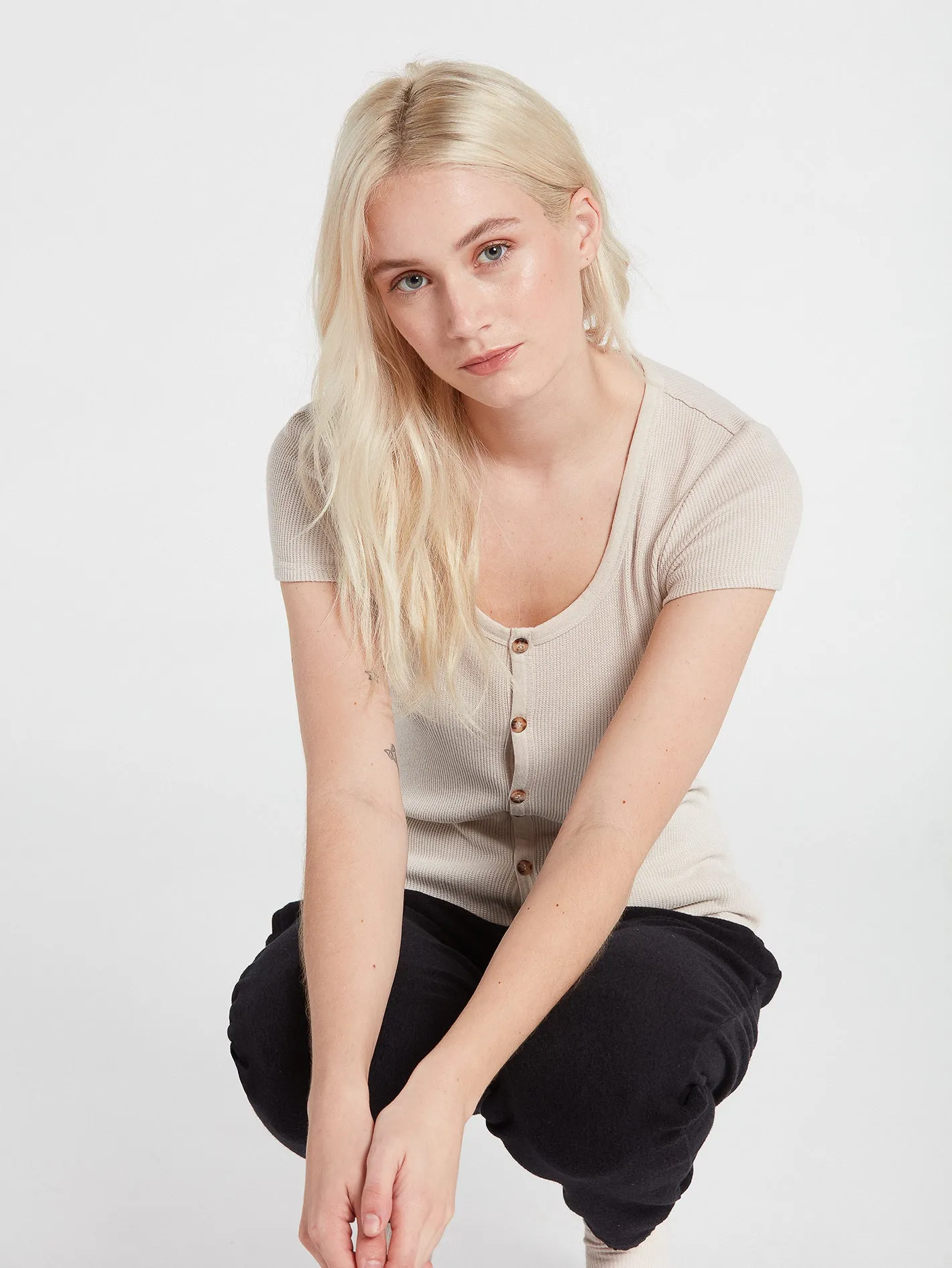 Lived In Lounge Thermal Short Sleeve Tee - Bone sold by Volcom product image thumbnail 4