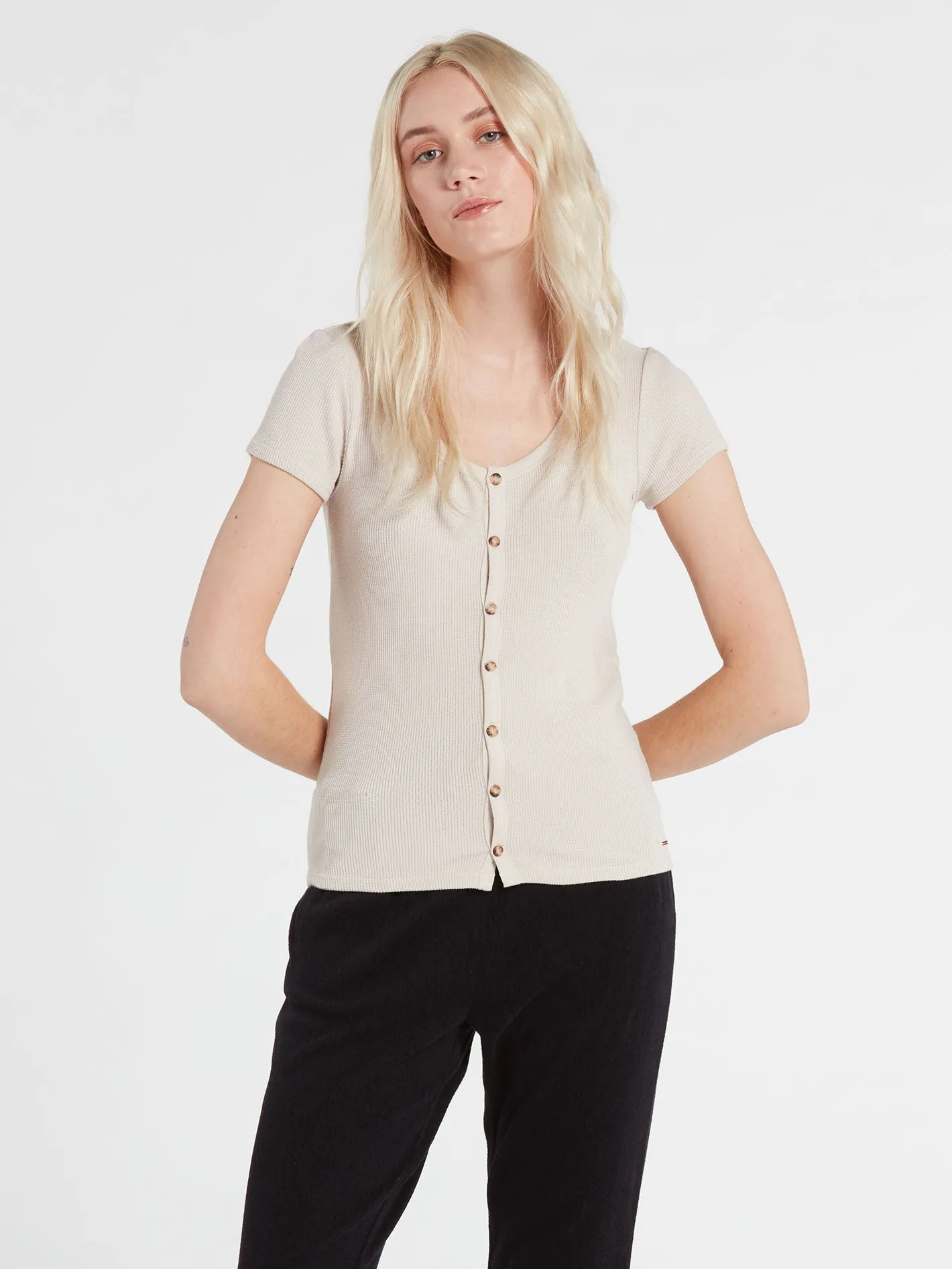 Lived In Lounge Thermal Short Sleeve Tee - Bone sold by Volcom