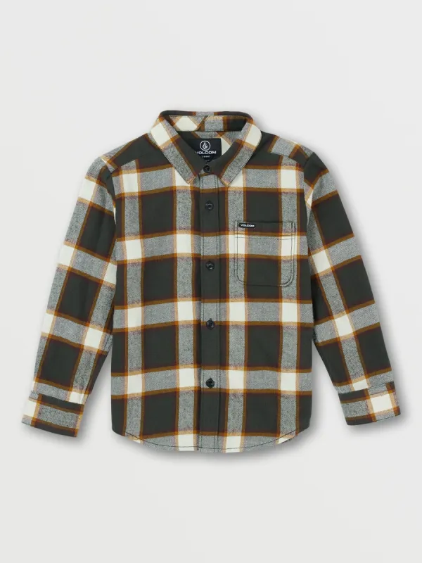 Little Boys Caden Plaid Long Sleeve Flannel - Rinsed Black sold by Volcom