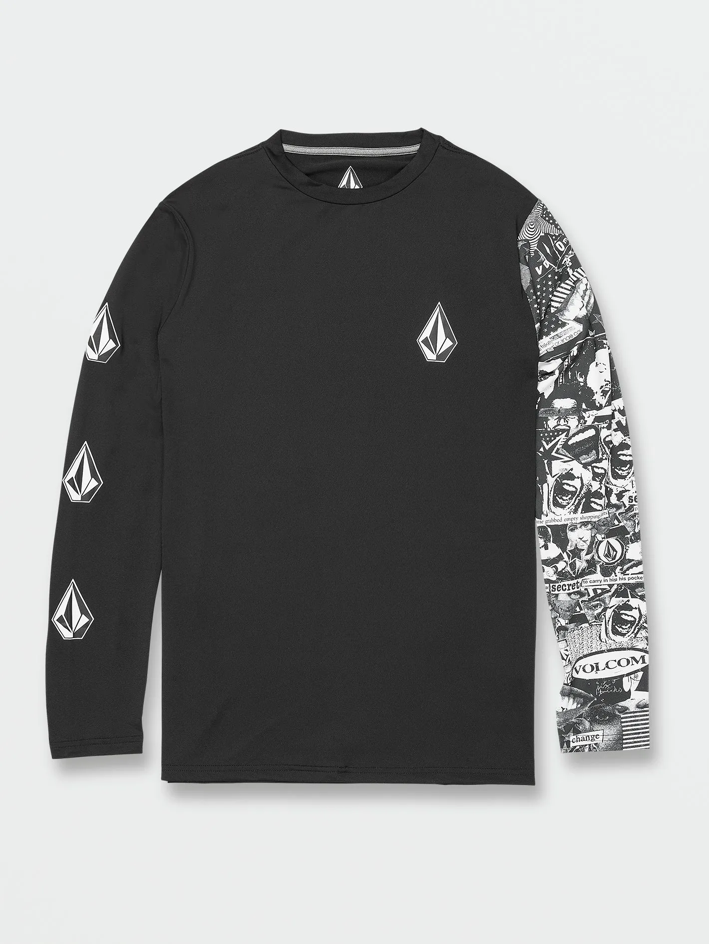 Iconic Stone Collage Long Sleeve UPF 50 Rashguard - Black sold by Volcom