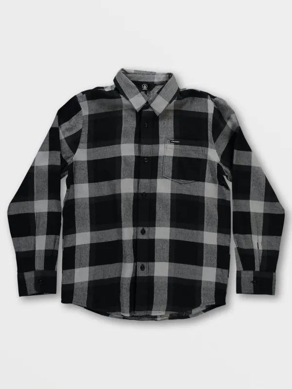 Big Boys Curwin Long Sleeve Flannel - Black Grey sold by Volcom