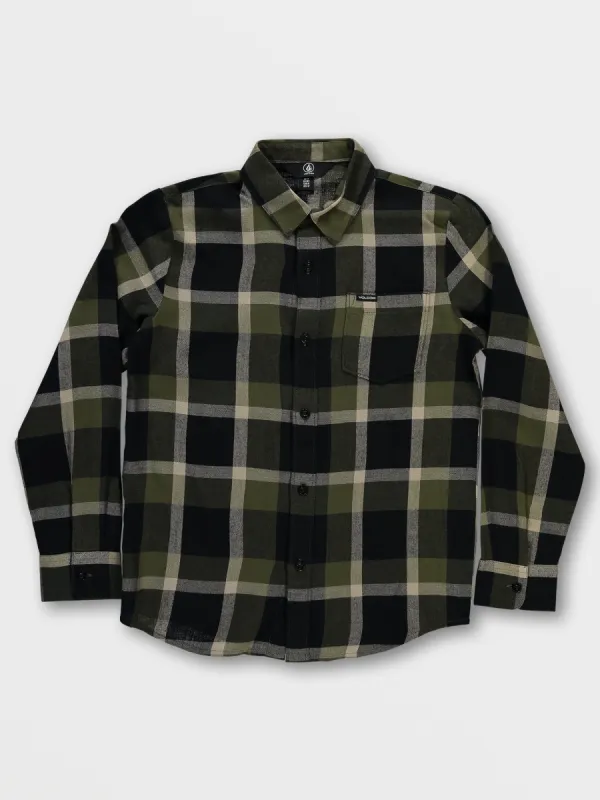 Big Boys Curwin Long Sleeve Flannel - Military sold by Volcom