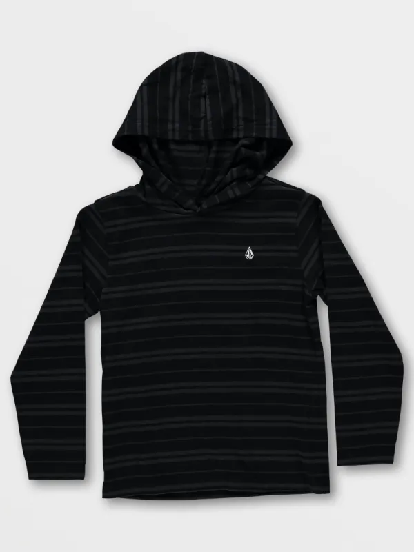 Little Boys Parables Striped Hooded Shirt - Black sold by Volcom