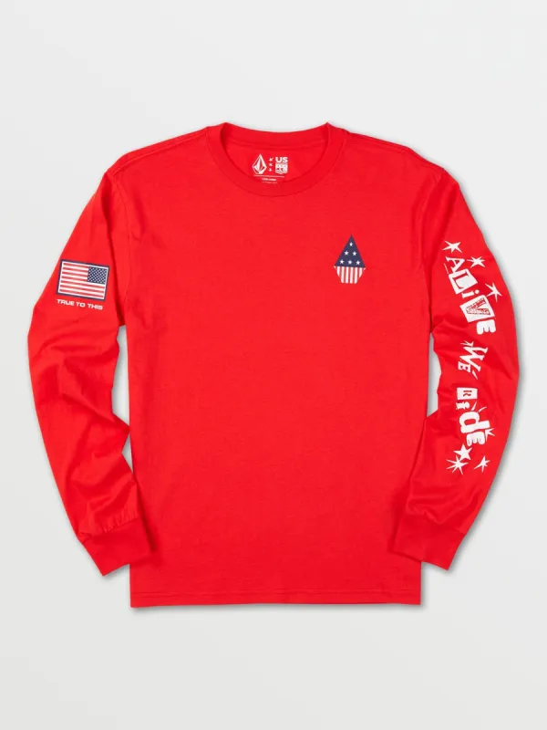 USST Stone Long Sleeve - Red (2022) sold by Volcom