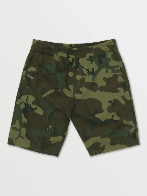 Vamo Elastic Waist Fleece Shorts - Green Combo sold by Volcom