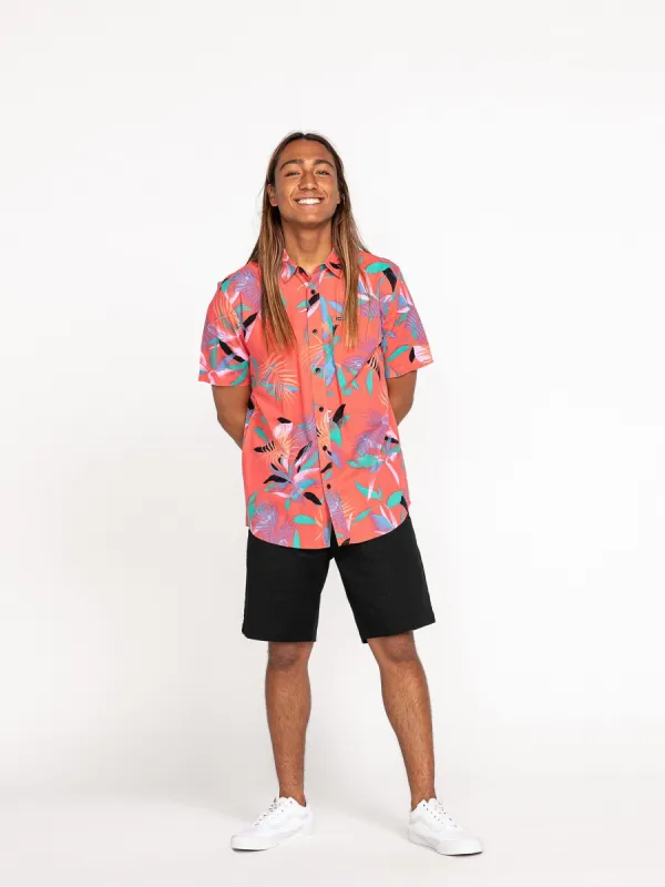 Leaf Spray Short Sleeve Shirt - Lava Rock Red sold by Volcom