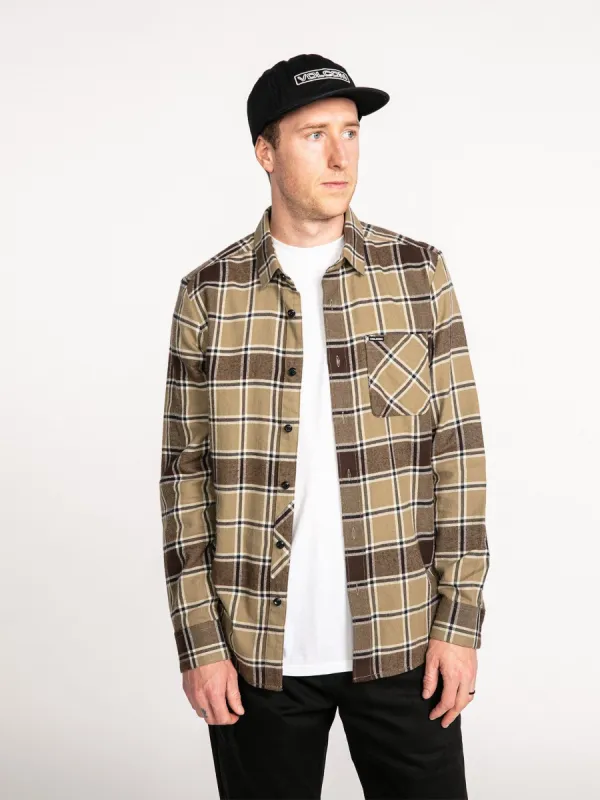 Caden Plaid Long Sleeve Flannel - Khaki sold by Volcom