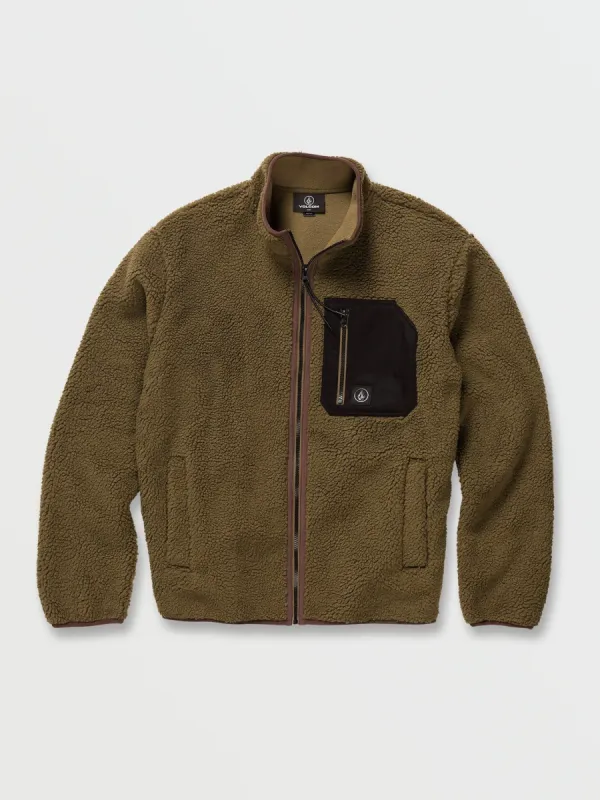 Muzzer Fuzzar Zip Fleece Jacket - Service Green sold by Volcom