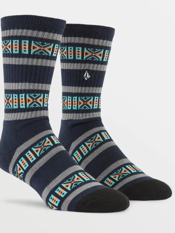 Dosage Stripe Socks - Navy sold by Volcom