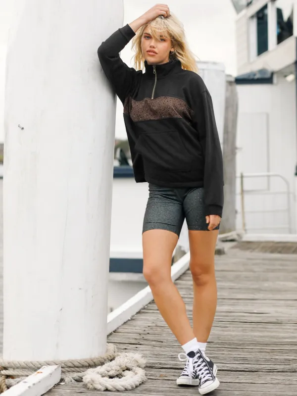 Sun Stacked Mock Neck Sweatshirt - Black Combo made by Volcom
