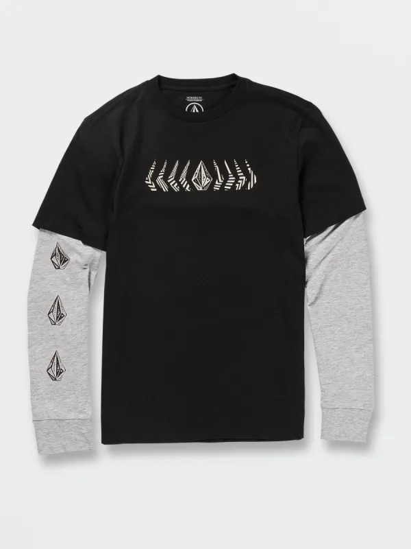 Big Boys Burnett Twofer Long Sleeve Shirt - Black made by Volcom