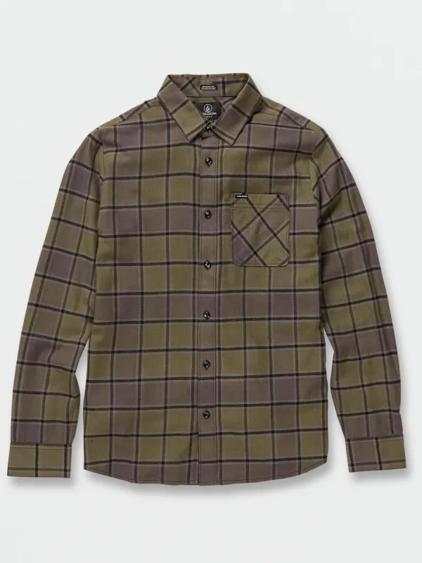Big Boys Caden Plaid Long Sleeve Flannel - Military sold by Volcom