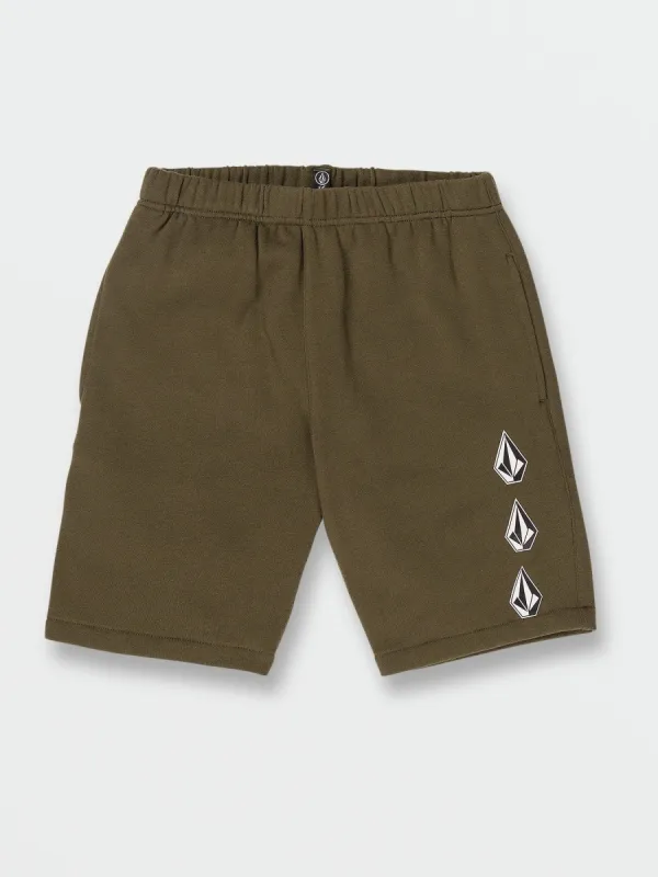 Big Boys Iconic Stone Fleece Shorts - Military sold by Volcom