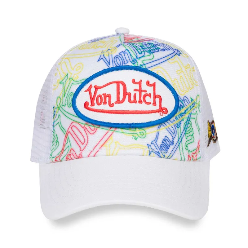 Neon Logo White Trucker sold by Von Dutch