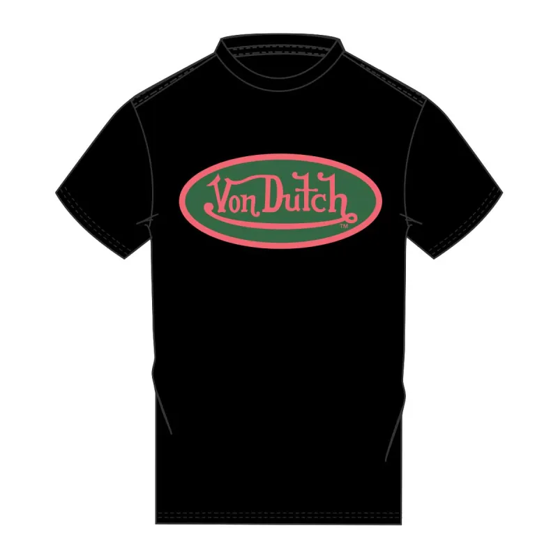 Von Dutch Pink & Green Oval Logo Black SS Tee sold by Von Dutch