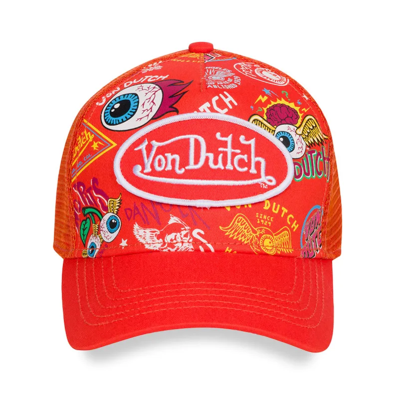 Jax Orange Trucker sold by Von Dutch