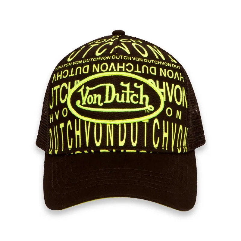 Monogram Black & Yellow Trucker Hat made by Von Dutch
