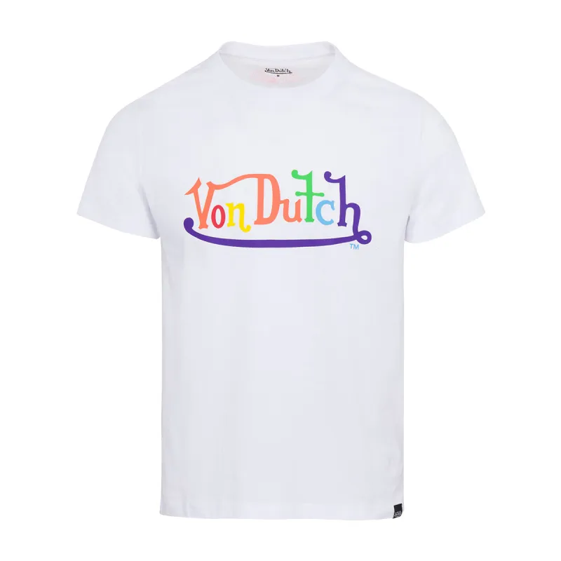 Womens Rainbow Logo White SS Tee made by Von Dutch