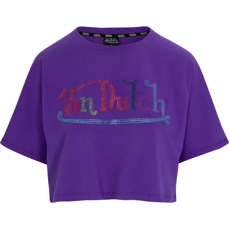 Von Dutch Originals Stone Women's Purple Crop Tee made by Von Dutch