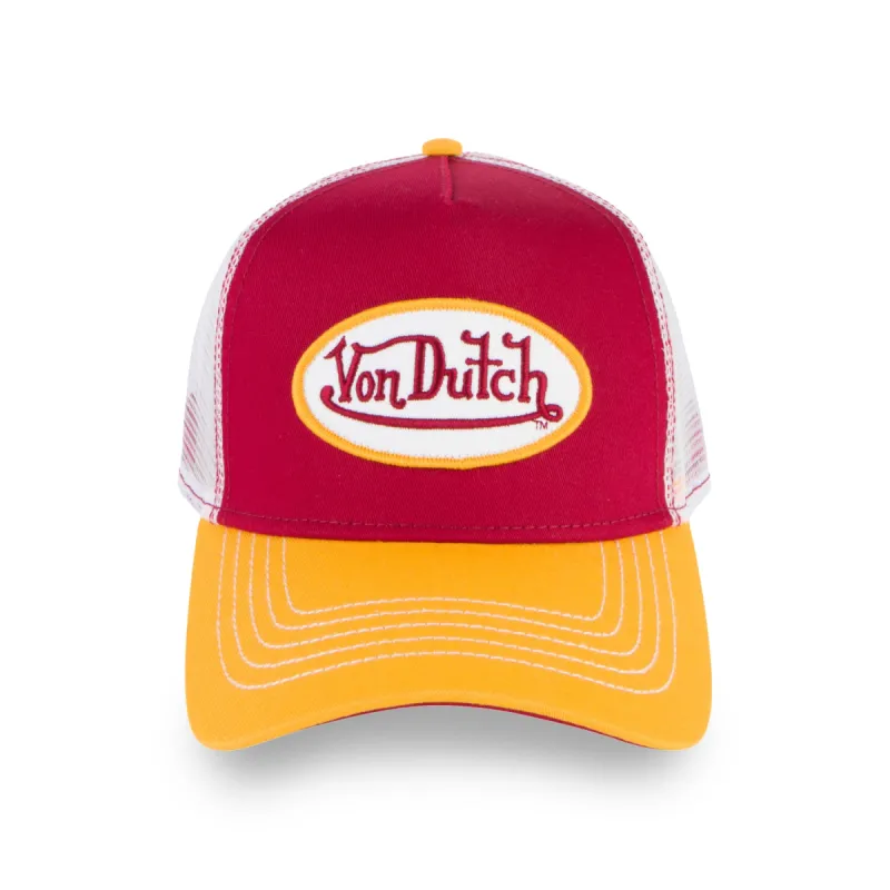 Red & Yellow Trucker Hat sold by Von Dutch
