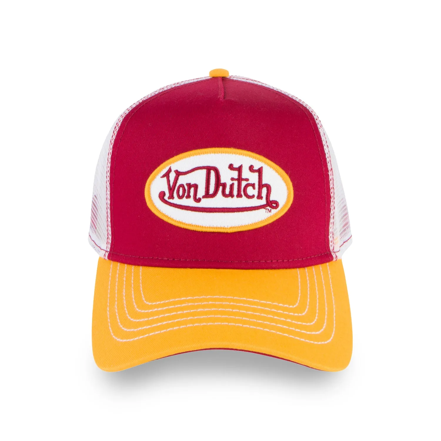 Red & Yellow Trucker Hat sold by Von Dutch