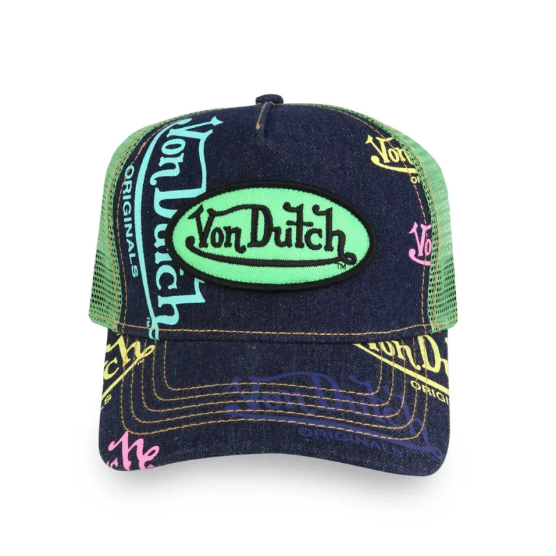 Navy Denim Apple Logo Trucker sold by Von Dutch