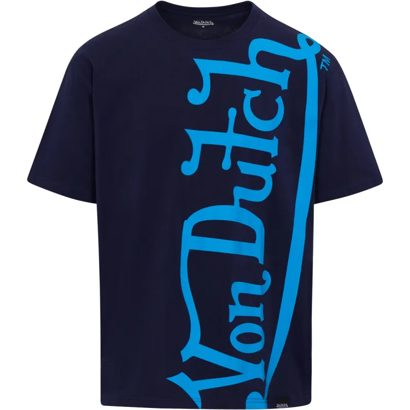 Navy & Blue Vertical Logo SS Tee sold by Von Dutch