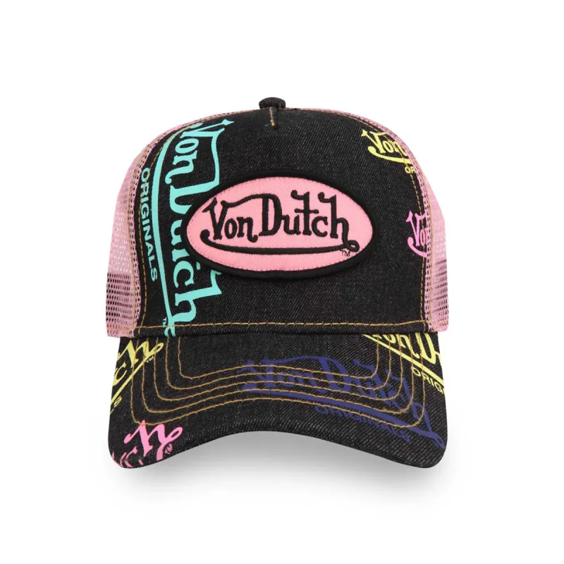 Dark Denim Pink Logo Trucker sold by Von Dutch