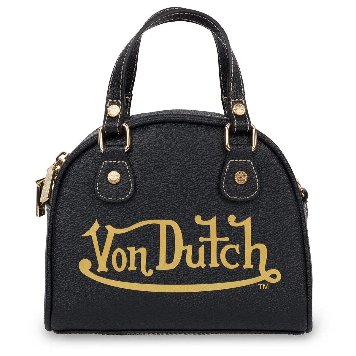 Von Dutch Von Dutch Racing Stripe Black & Gold Bowling Bag Von Dutch Von Dutch Racing Stripe Black & Gold Bowling Bag