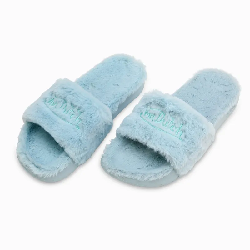 Women's Von Dutch Blue Fur Slides sold by Von Dutch
