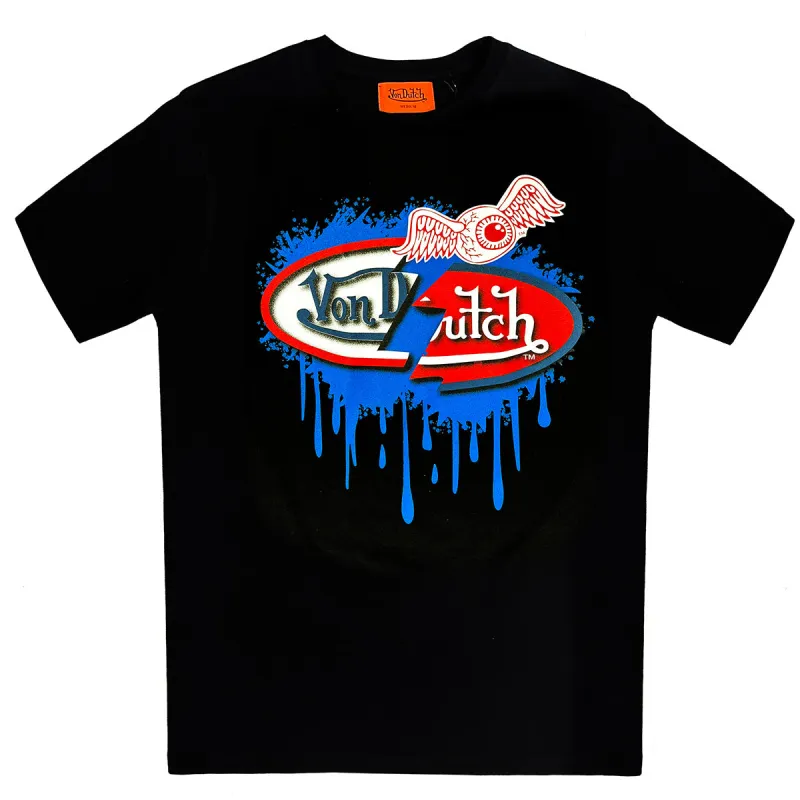 Von Dutch Splatter on Black SS Tee made by Von Dutch