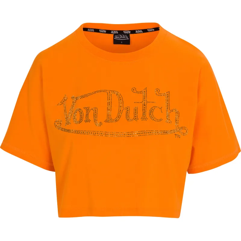 Von Dutch Originals Stone Women's Orange Crop Tee made by Von Dutch